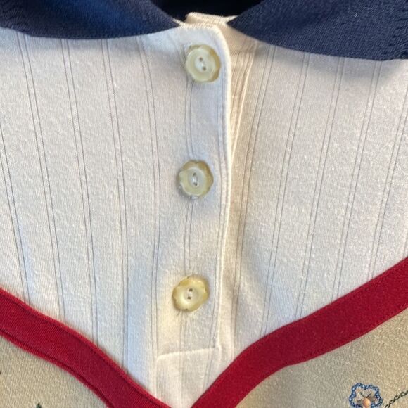 Alfred Dunner Women's Polo Shirt Size L Color Block Floral Striped Knit - Picture 4 of 8